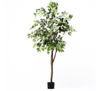 Garden Gear Artificial Ficus Tree 90cm or 150cm with Natural Wood Trunk, Faux Plant in Nursery Pot, Silk Leaves, Indoor Outdoor Greenery Home Office Décor (150cm Ficus Tree)