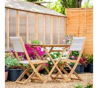 Garden Gear Arwen Acacia Hardwood Bistro Set Wooden Folding Table & Chairs Rope Effect