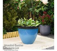 Garden Gear Elegant Bell Glazed Planters 34cm Tall Flower Pot Durable Construction Ocean Blue Frost-Resistant - 39.5cm Diameter (Sky Blue x1)