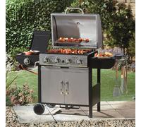 Blazebox 4 + 1 Gas Burner Barbecue Stainless Steel Outdoor Grill with Side Burner Warming Rack Wheels for Garden Parties Family Meals