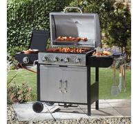 Garden Gear Blazebox Gas Burner Bbq Grill 4 + 1 Side Burner & Warming Racks, Temperature Control, Stainless Steel Finish