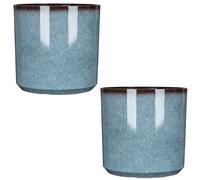 Garden Gear Blue Glazed Cylinder Planters 36cm Diameter Flower Pot Indoor and Outdoor Patio Pathway Durable Pot (2)