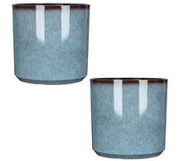 Garden Gear Blue Glazed Cylinder Planters 31cm Diameter Flower Pot Indoor and Outdoor Patio Pathway Durable Pot (2)