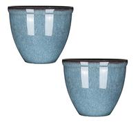 Garden Gear Blue Glazed Effect Planter Sl ell Shape 34cm Tall Flower Pot Design Lightweight Durable Frost & UV Resistant 4 Pre-Drilled Drainage Holes (2)
