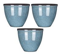 Garden Gear Blue Glazed Effect Planter Sl ell Shape 34cm Tall Flower Pot Design Lightweight Durable Frost & UV Resistant 4 Pre-Drilled Drainage Holes (3)