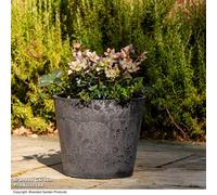 Garden Gear Caesar Charcoal Plastic Marble Effect Garden Planter, Frostproof, UV Resistant Flower Pot for Patio & Outdoor Use (41cm Pot x2)