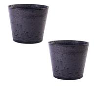 Garden Gear Caesar Charcoal Plastic Marble Effect Garden Planter, Frostproof, UV Resistant Flower Pot for Patio & Outdoor Use (50cm Pot x2)