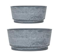 Garden Gear Caesar Marble Effect Bowl Planter Small 34.5cm & Large 46cm Diameter Lightweight Flower or Pond Pot Ideal for succulents & alpines