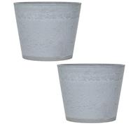 Garden Gear Caesar Marble Effect Planter Outdoor Large 50cm Diameter plastic Flower Pots Patio Pre-Drilled Drainage Holes (2)