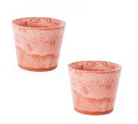 Garden Gear Caesar Marble Effect Plastic Planter in Terracotta, Frost & Weather Resistant with Pre-Drilled Drainage Holes (30.5cm Pot x2)