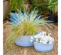 Garden Gear Caesar Sky Blue Marble Effect Planter Plant Pot Frost Resistant Indoor Outdoor Decorative Bowl & Tall Planters with Drainage (Bowl Set (1 of each size))