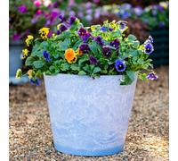 Garden Gear Caesar Sky Blue Marble Effect Planter Plant Pot Frost Resistant Indoor Outdoor Decorative Bowl & Tall Planters with Drainage (Planter 30.5cm x2)