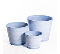 Garden Gear Caesar Sky Blue Marble Effect Planter Plant Pot Frost Resistant Indoor Outdoor Decorative Bowl & Tall Planters with Drainage (Planter Set (1 of each size))