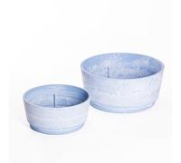 Garden Gear Caesar Sky Blue Marble Effect Planter Plant Pot Frost Resistant Indoor Outdoor Decorative Bowl & Tall Planters with Drainage (Bowl Set (1 of each size))