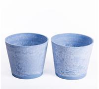 Garden Gear Caesar Sky Blue Marble Effect Planter Plant Pot Frost Resistant Indoor Outdoor Decorative Bowl & Tall Planters with Drainage (Planter 41cm x2)