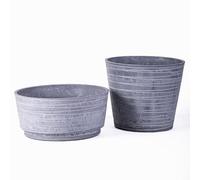 Garden Gear Caesar Trinity Marble Effect Planters Set of 2, Bianco Grey, 3 Size Options, Frost & UV Resistant, Realistic Marble Finish, Drainage Holes, Lightweight (1 x Trinity Planter Set)