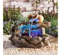 Garden Gear Serenity Tabletop Tree Trunk Bridge with Pots Water Feature, Brown