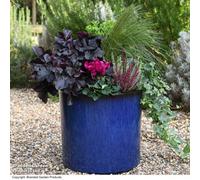 Garden Gear Cylinder Glazed Ocean Blue 36Cm Planter