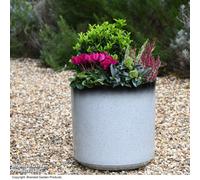 Garden Gear Cylinder Glazed Slate/black 26Cm Planter