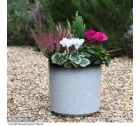 Garden Gear Cylinder Glazed Slate/black 36Cm Planter