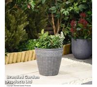 Garden Gear Damask Lead Effect Planter Outdoor Garden Patio Dark Grey 28Cm (X3)