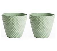Garden Gear Diamond Planter 39.5cm Weatherproof Recycled Plastic Pot UV Resistant Frost Proof Patio Garden (Sage Green x2)