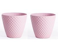 Garden Gear Diamond Planter 39.5cm Weatherproof Recycled Plastic Pot UV Resistant Frost Proof Patio Garden (Powder Pink x2)