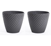 Garden Gear Diamond Planter Slate Grey (D39.5 X H35Cm) X 2