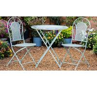 Garden Gear Dorset Wrought Iron Garden Bistro Set Laurel Green, Green