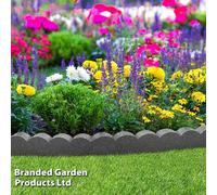Garden Gear Flexi Curve Border Scallop Flexible Edging Stone Effect Eco Friendly Recycled Rubber Small Brick Edging (Grey X12)