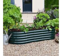 Garden Gear Galvanised Metal Raised Vegetable Flower Planter Trough Grow Bed Box Set up Six Shapes Outdoor Herb Garden in Hunter Green (Hunter Green x1)