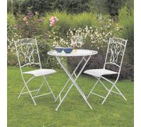 Garden Gear Garden Bistro Set In Antique White For Balcony, Patio, Outdoors, Wrought Iron Material