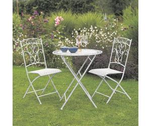 Garden Gear Garden Bistro Set In Antique White For Balcony, Patio, Outdoors, Wrought Iron Material