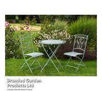 Garden Gear Garden Bistro Set In Sage Green For Balcony, Patio, Outdoors, Wrought Iron Material