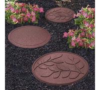 Garden Gear Garden Stepping Stones Ornamental Path Eco Friendly Weatherproof Recycled Rubber Leaf Design Earth (16)