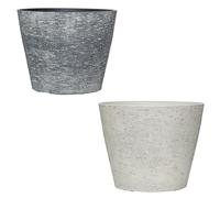 Garden Gear Grey & Lily White Stone-Effect Planters 29cm Tall Flower Pot Stylish and Durable Lightweight Design UV and Frost Resistant 36.5cm Diameter x 29cm Height