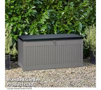 Garden Gear Grey Lockable Storage Patio Box with Sit-on Lid Weatherproof Polypropylene Secure Outdoor Seating (270 Litre Box)