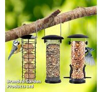 Garden Gear Happy Beaks 3-Pack Metal Bird Feeders Durable Easy-Fill Design For Nuts Seeds And Fat Balls