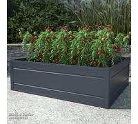 Garden Gear Dark Grey Raised Garden Bed - Heavy-Duty Planter, Weatherproof & Easy-to-Assemble Planter with Open-Bottom Drainage for Patios & Small Gardens (Large 100x80cm)
