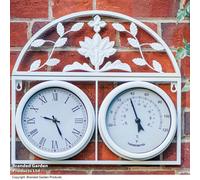 Garden Gear Highgrove Garden Wall Clock & Thermometer Cream Metal Design