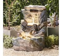Garden Gear Large Tumbling Rock Wall LED Water Feature - Size: 89 x 58 x 53cm - Grey - Wilko
