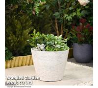 Garden Gear Lily White Stone Effect Planter 36.5Cm Diameter For Garden Outdoors Weatherproof Plastic (X1)