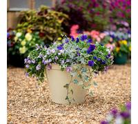 Garden Gear Lindos Glazed Effect Planter Outdoor Indoor Flower Pot Frost & UV Resistant Garden Pot 39.5cm Diameter 34cm High Lightweight Durable (Stone x2)