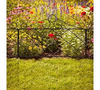 Garden Gear Metal Border Fencing Black Powder Coated Steel Decorative Garden Edging Lawn Path 4 Pack (Victorian Border)