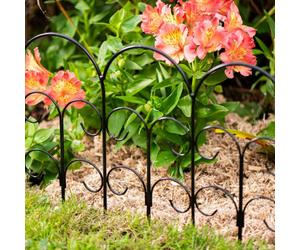 Garden Gear Metal Border Fencing Black Powder Coated Steel Edging Panels 12 Pack Alderley Scalloped Border