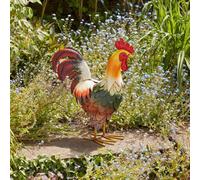 Garden Gear Metal Cockerel Ornament, Bird Statue, Outdoor Painted Sculpture for Pathways, Patios & Borders, Height 46.5cm