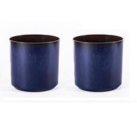Garden Gear Cylinder Glazed Ocean Blue 26cm Planter x 2, Blue