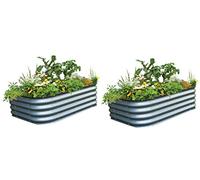 Garden Gear Original Veggie Bed Steel Raised Vegetable Flower Planter Trough Grow Bed Box Set up Six Shapes Outdoor Herb Garden (Steel Planter x2)