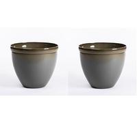 Garden Gear Outdoor Planter Olive Glazed Effect Samaria Plant Pot UV Resistant Weatherproof Frost Proof Recycled Plastic Stone Mix (Medium x2)