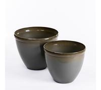 Garden Gear Outdoor Planter Olive Glazed Effect Samaria Plant Pot UV Resistant Weatherproof Frost Proof Recycled Plastic Stone Mix (Set of 2 (Medium & Large))